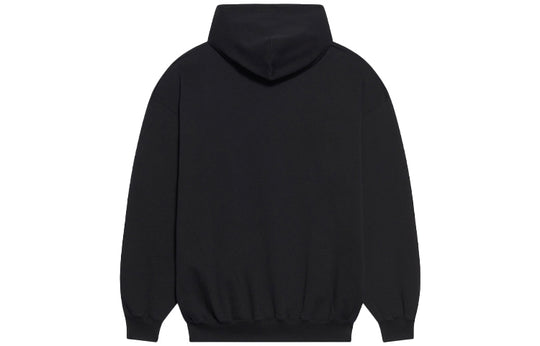 (WMNS) Balenciaga Bb Pixel Fleece Drawstring hooded Long Sleeves Hoodie Black 578135TKVI81070