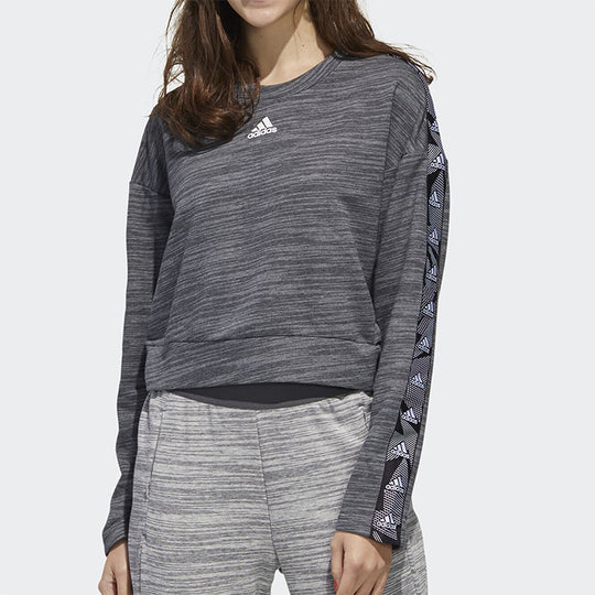 (WMNS) adidas Short Round Neck Pullover Sports Gray GE1131