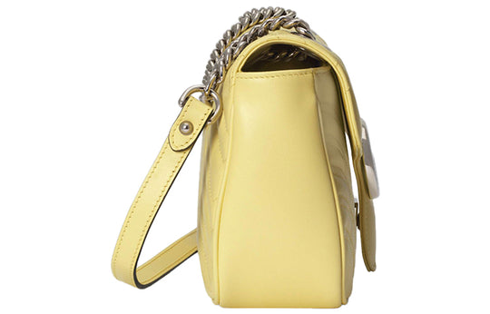 (WMNS) Gucci GG Marmont Series LeatherChain bag SatchelSingle Shoulder Bag Small MacaroonYellow 443497-DTDIY-7412