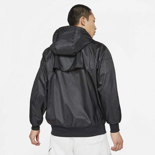 Nike Sports Zipper hooded Windproof Jacket Black DA0001-010
