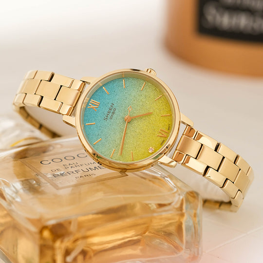 CASIO SHEEN Universe Starry Sky Subject Stylish Simplicity Thin And Light Watch Gradient Gold Analog SHE-4548G-2AUPR
