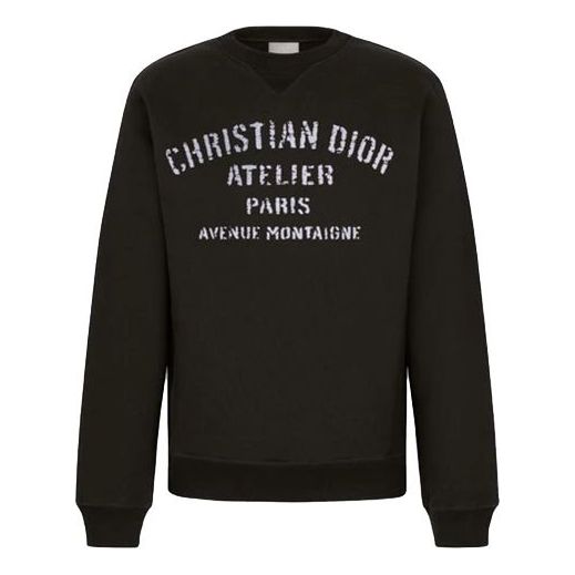 DIOR Christian Aior Atelier Logo Over-Sized Pullover Neck Sweater For Men Black 043J655A0531C-988