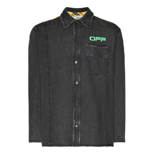 OFF-WHITE Distressed Printing Denim Jacket Men Black OMGA102R20E300081045 Jacket - KICKSCREW